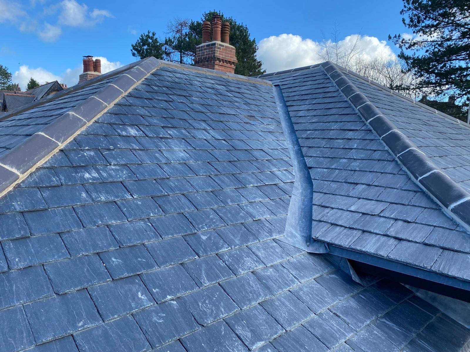 Finished grey slate roof on a York home