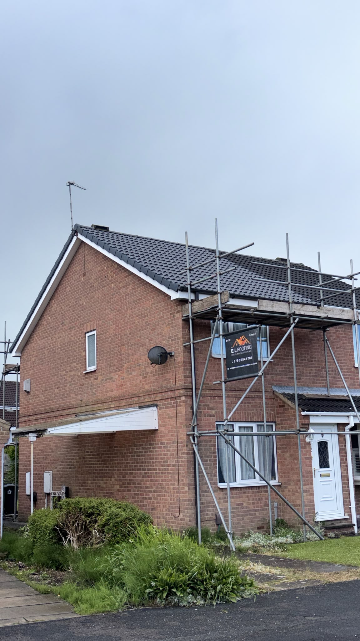 A finished reroof on a York property, scaffold and EJL board still up