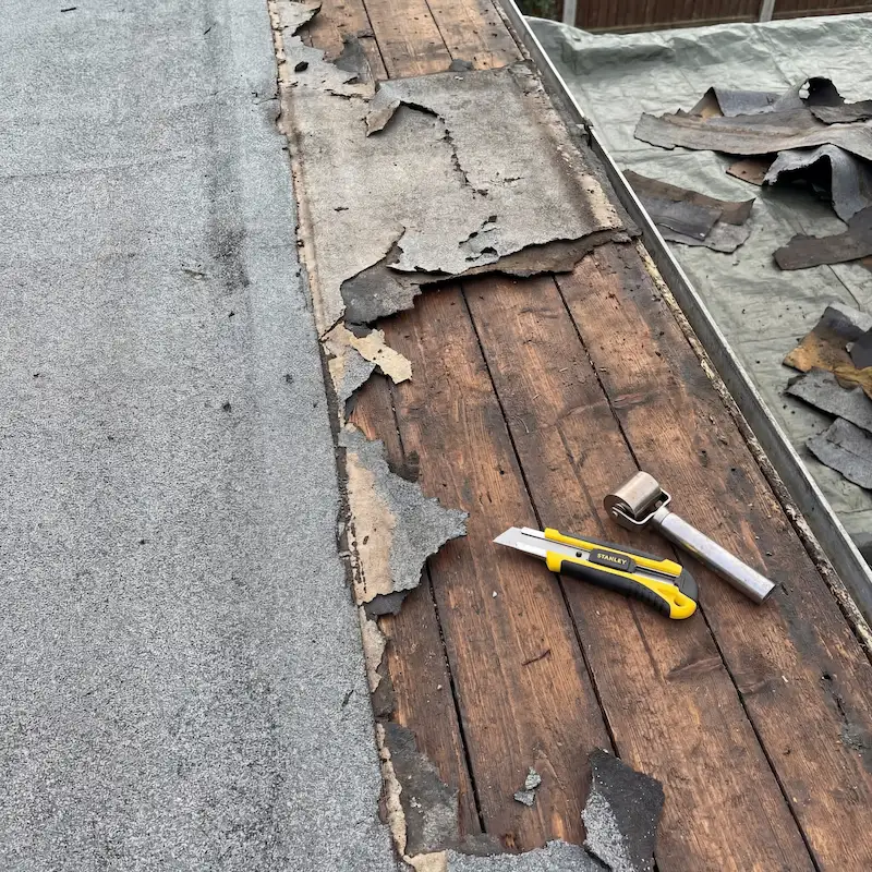 Flat roof deck exposed during a repair in York