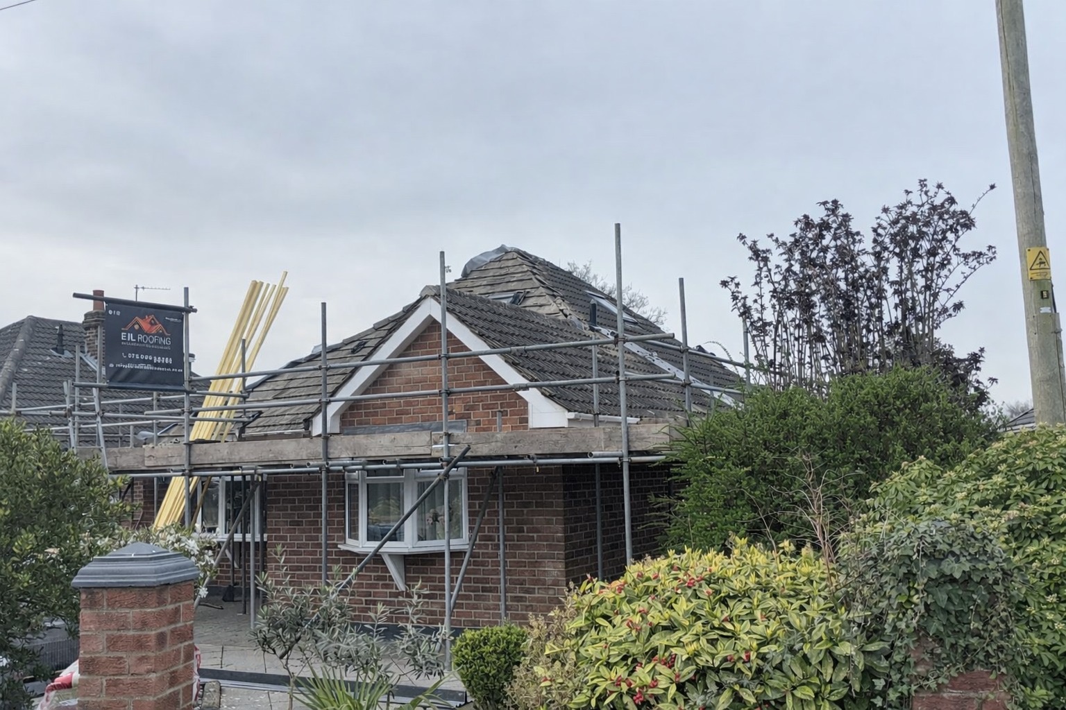 Scaffolding on a York property during exterior renovation work, April 2026